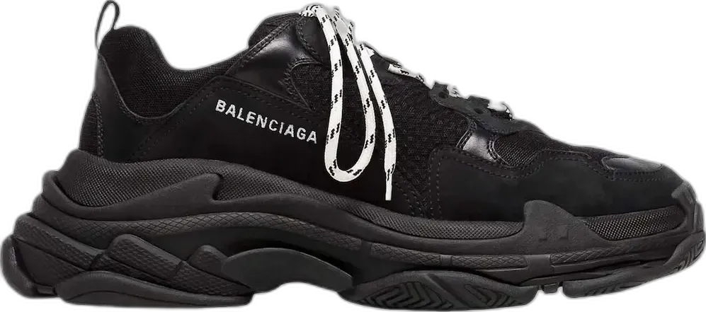  Balenciaga Triple S Black White Laces