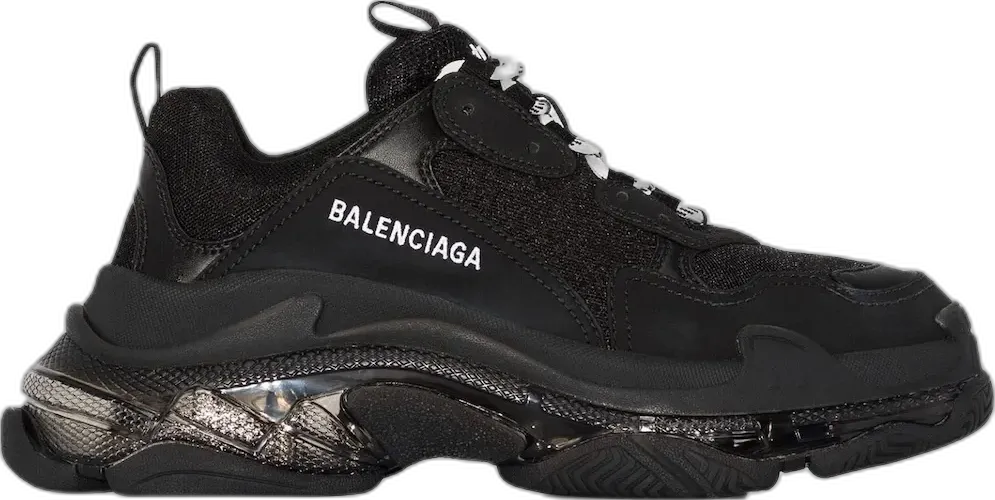  Balenciaga Triple S Clear Sole Double Black (Women&#039;s)