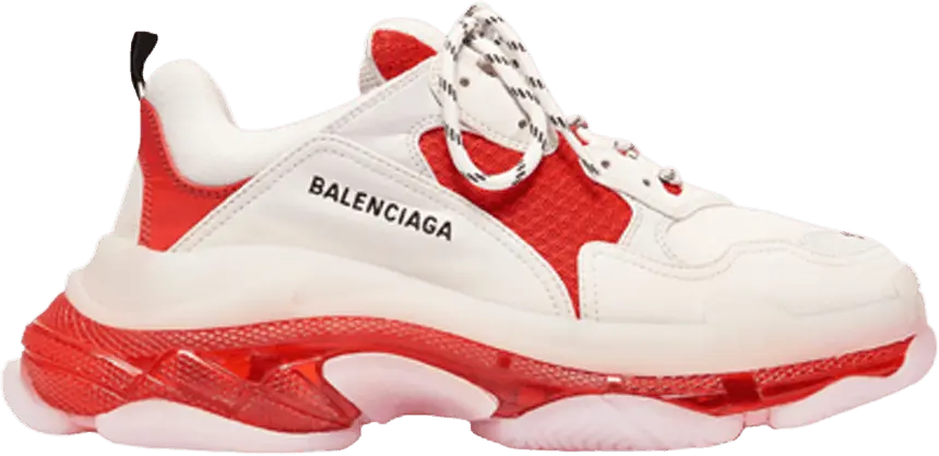  Balenciaga Triple S Clear Sole White Red