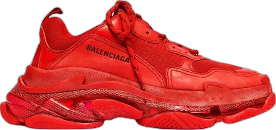  Balenciaga Triple S Red Clear Sole (Women&#039;s)