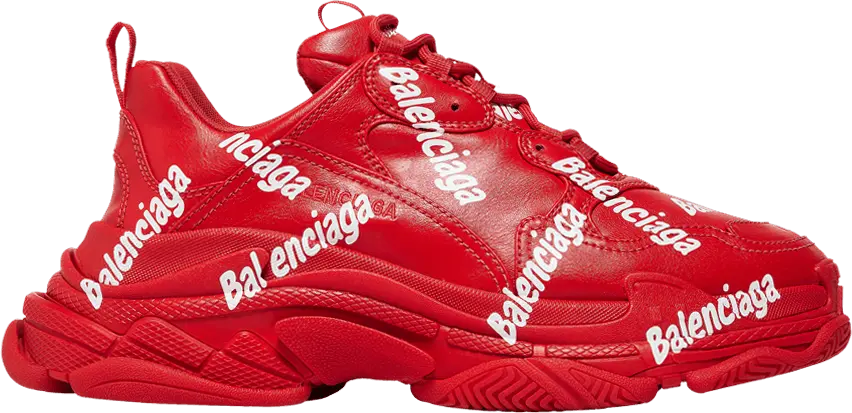  Balenciaga Triple S Sneaker &#039;Allover Logo - Tomato Red&#039;