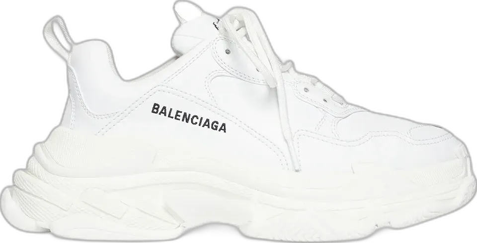  Balenciaga Triple S Synthetic Leather Triple White (Women&#039;s)