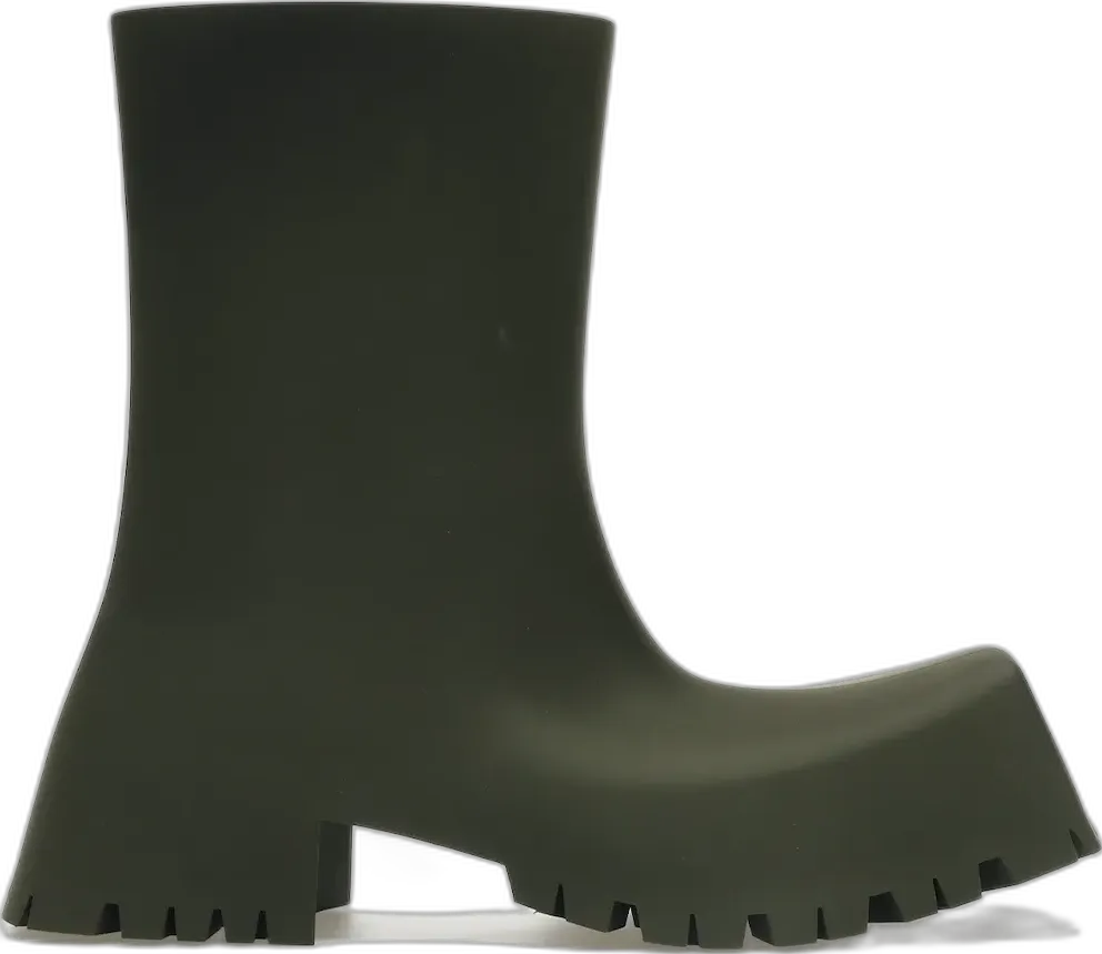 Balenciaga Trooper Rubber Boot Dark Green