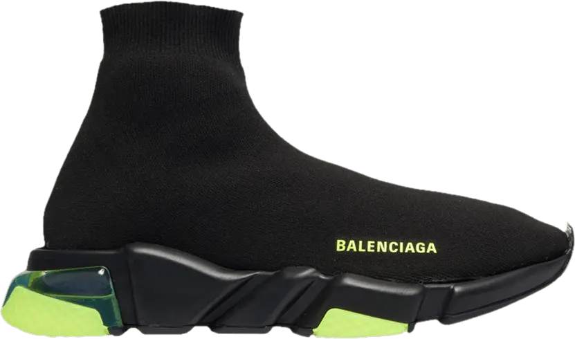  Balenciaga Wmns Speed Clear Sole Trainer &#039;Black Yellow Fluo&#039;