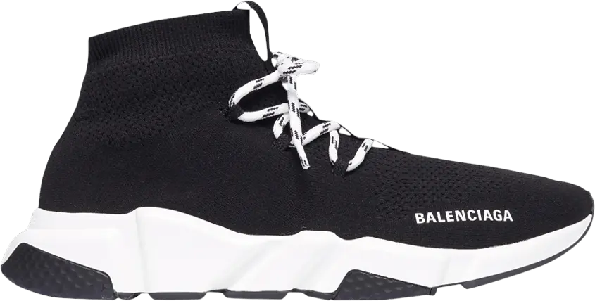 Balenciaga Wmns Speed Lace Up Sneaker &#039;Black White&#039;