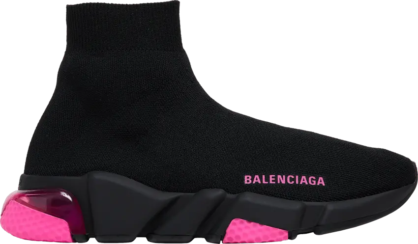  Balenciaga Wmns Speed Sneaker &#039;Clear Sole - Black Fluo Pink&#039;