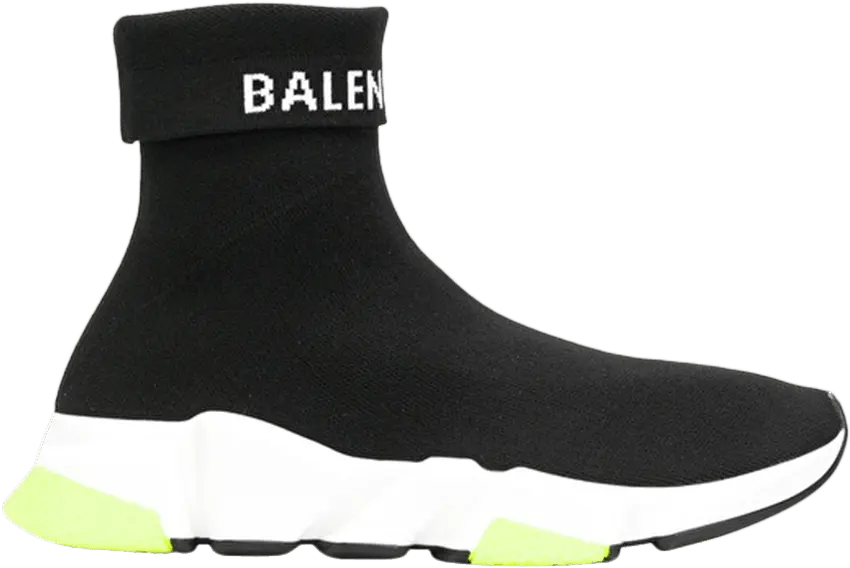  Balenciaga Wmns Speed Trainer Cuffed &#039;Black Yellow&#039;