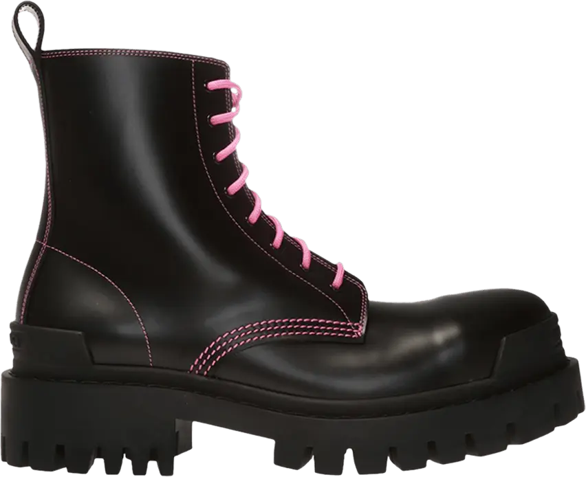  Balenciaga Wmns Strike Lace-Up Boot &#039;Black Pink&#039;