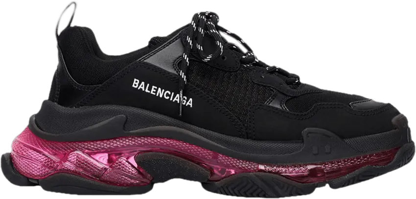  Balenciaga Wmns Triple S &#039;Clear Sole - Black Pink Neon&#039;