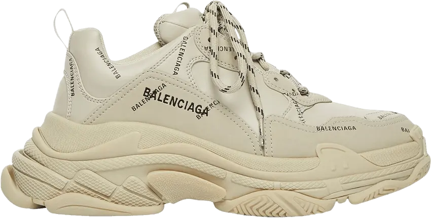  Balenciaga Wmns Triple S Sneaker &#039;All Over Logo - Beige&#039;