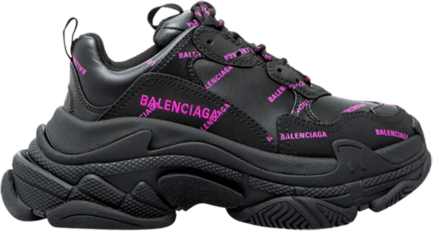  Balenciaga Wmns Triple S Sneaker &#039;All Over Logo - Black Pink&#039;