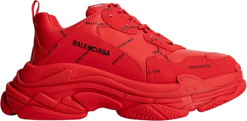  Balenciaga Wmns Triple S Sneaker &#039;All Over Logo - Bright Red&#039;