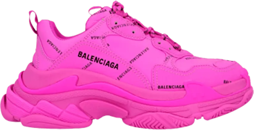  Balenciaga Wmns Triple S Sneaker &#039;All Over Logo - Fuchsia&#039;