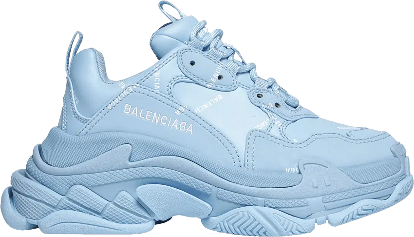  Balenciaga Wmns Triple S Sneaker &#039;Allover Logo - Light Blue&#039;