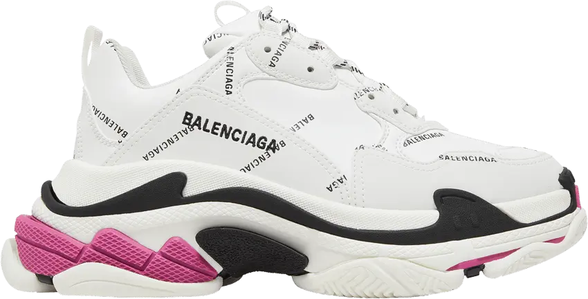  Balenciaga Wmns Triple S Sneaker &#039;Allover Logo - White Pink&#039;