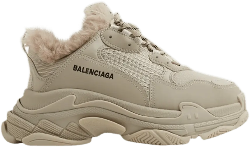  Balenciaga Wmns Triple S Sneaker &#039;Fake Fur - Beige&#039;