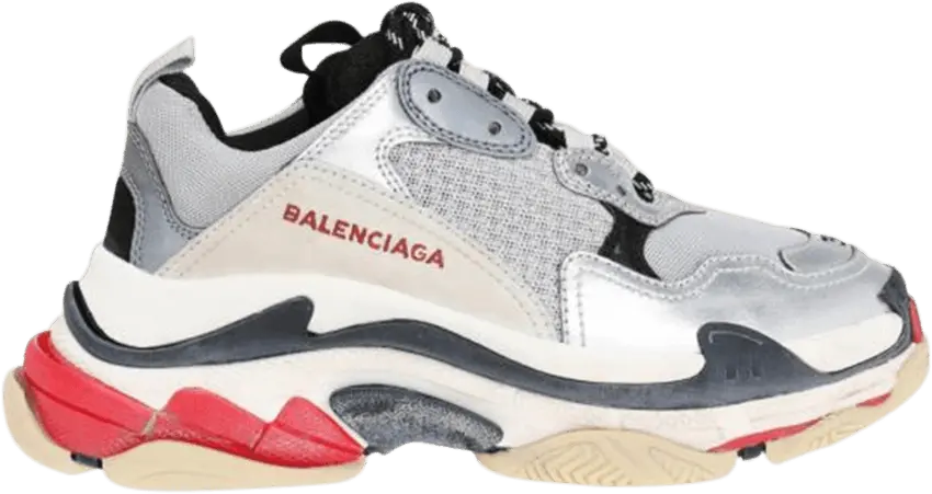  Balenciaga Wmns Triple S Sneaker &#039;Silver Black Red&#039;