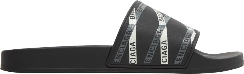  Balenciaga Monogram Pool Slides &#039;Logo Print - Black Grey&#039;