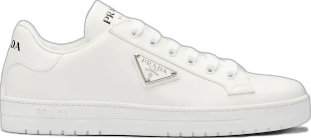  Prada Downtown Low Top Sneakers Leather White Silver (Women&#039;s)