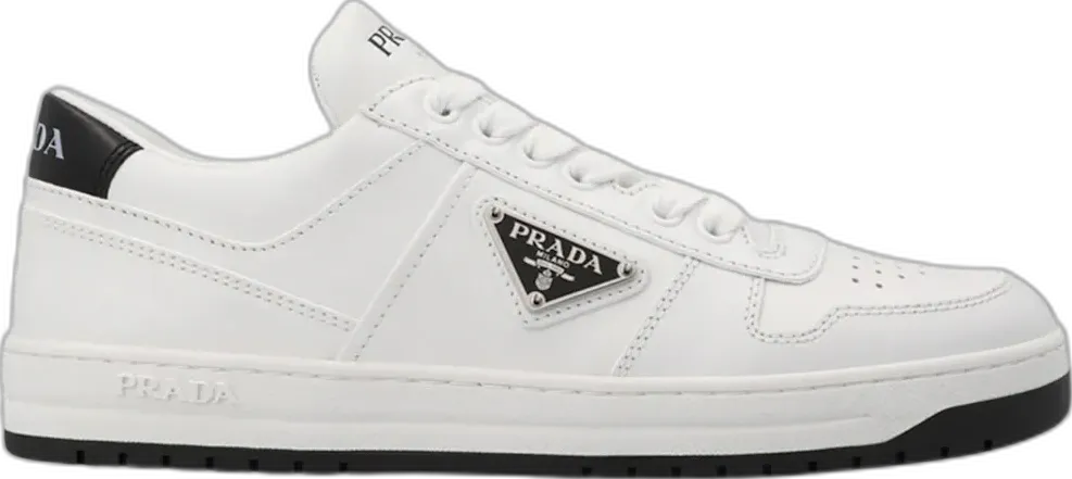  Prada Downtown Low Top Sneakers Leather White White Black (Women&#039;s)