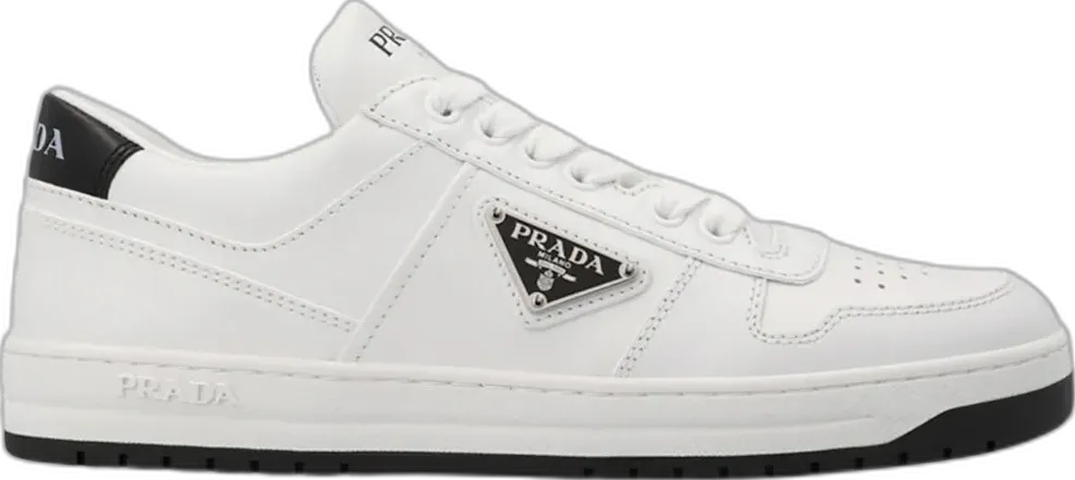 Prada Downtown Low Top Sneakers Leather White White Black (Women&#039;s)