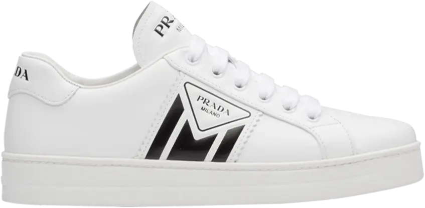  Prada Leather Logo Sneakers &#039;White Black&#039;