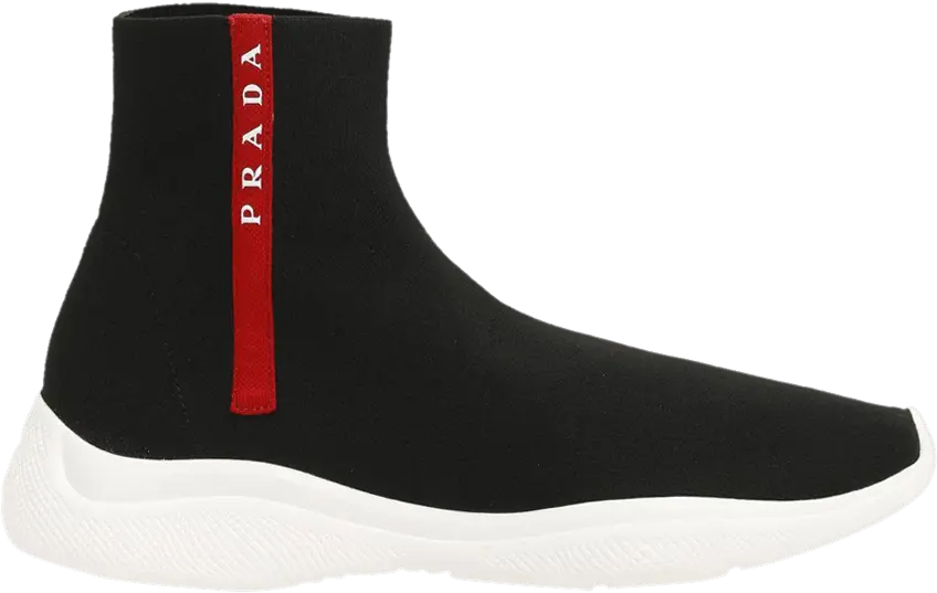  Prada Logo Sock Knit High &#039;Black White&#039;