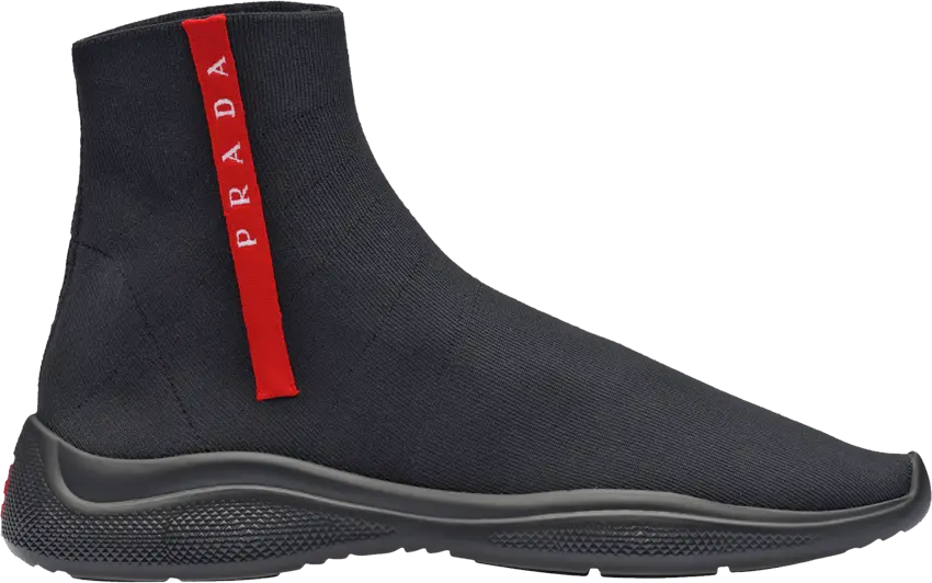  Prada Logo Sock Knit High &#039;Black&#039;