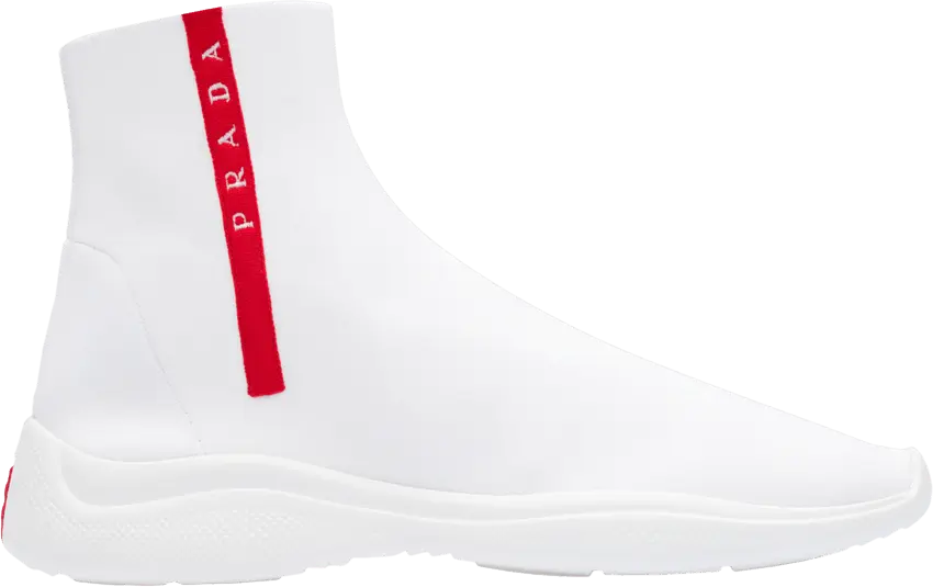  Prada Logo Sock Knit High &#039;White&#039;