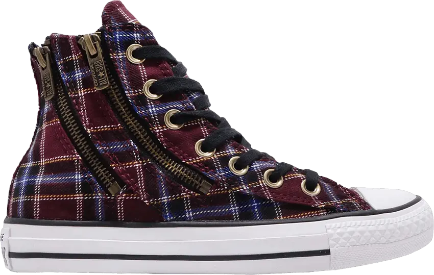  Converse Chuck Taylor All Star Double Zip Hi Red Plaid (Women&#039;s)