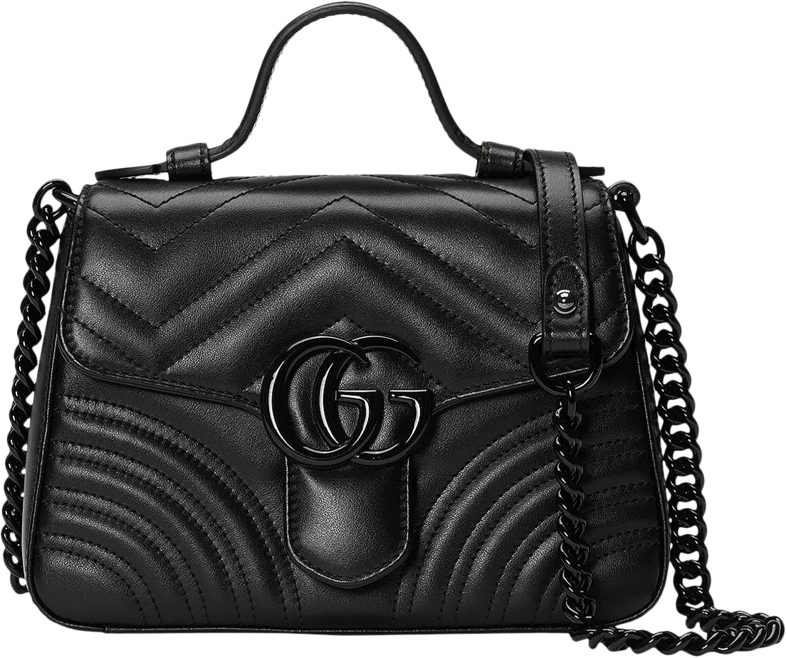  Gucci GG Marmont Mini Top Handle Bag &#039;Black&#039;