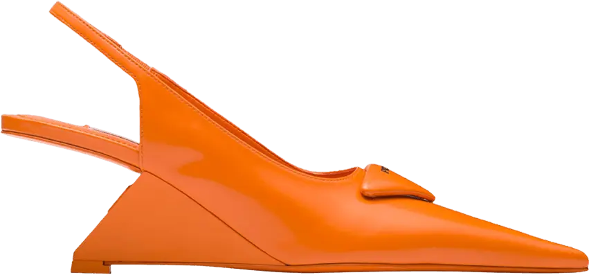  Prada Wmns Brushed Leather Slingback Pumps &#039;Orange&#039;