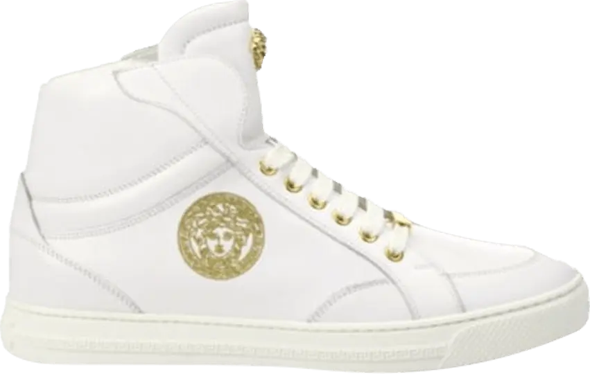 Versace Nappa Leather Mid Top Sneaker &#039;White&#039;