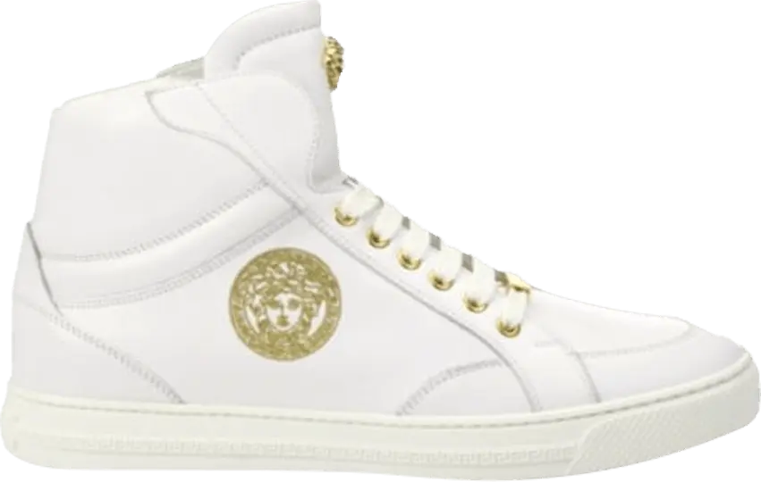  Versace Nappa Leather Mid Top Sneaker &#039;White&#039;