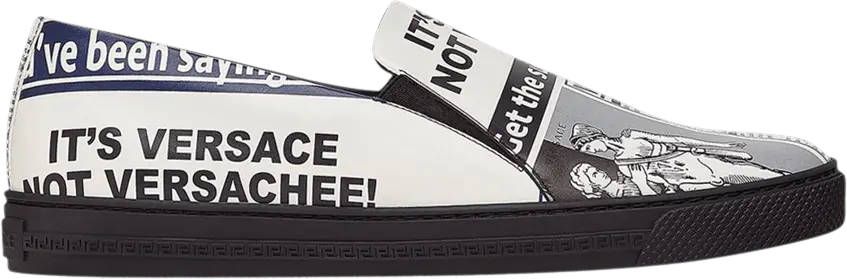 Versace Slip-On Leather &#039;Graphic Print - White Geranium&#039;