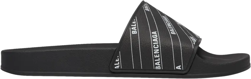 Balenciaga Rubber Slides &#039;Stripe Logo Piscine - Black&#039;