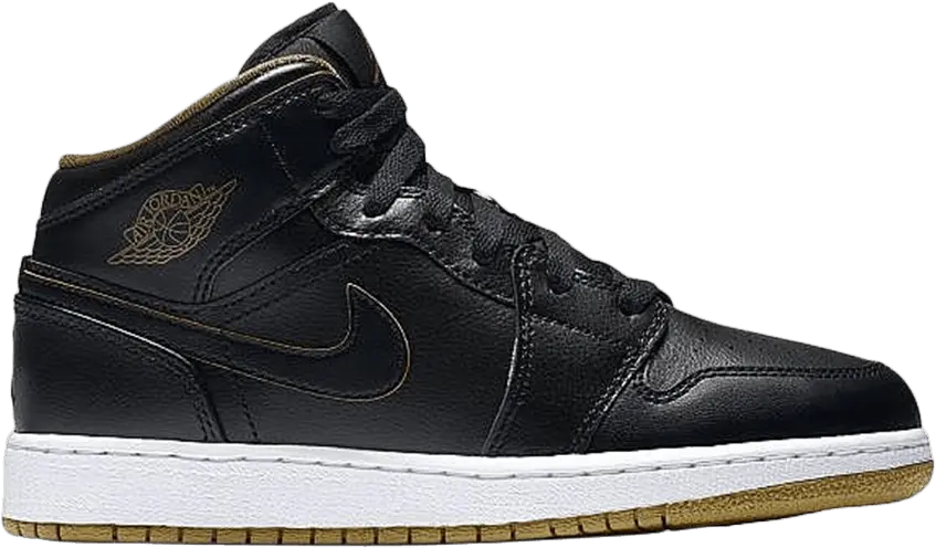  Jordan 1 Mid Black Metallic Gold (GS)