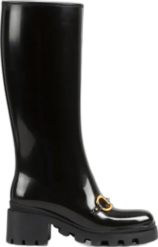 Gucci Horsebit Knee-High Boot Black Rubber (W)