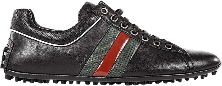  Gucci Lace Up Driver Leather Web &#039;Black&#039;
