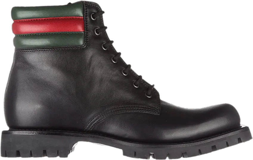 Gucci Lace Up Leather Boot &#039;Black&#039;