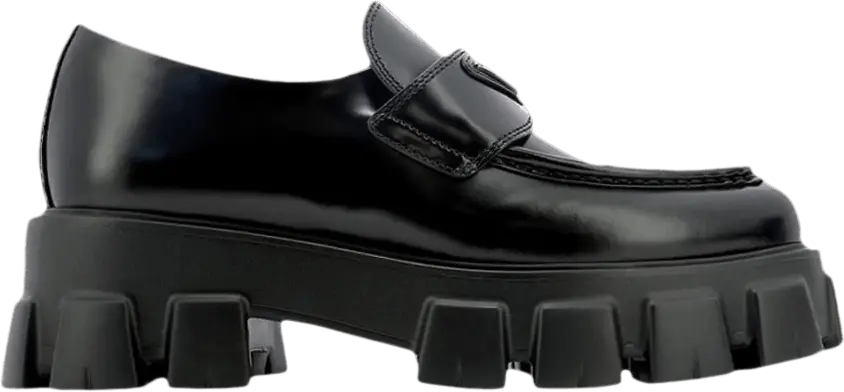  Prada Wmns Monolith Pointy Brushed Leather Loafers &#039;Black&#039;