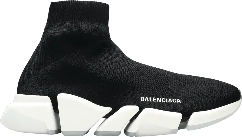  Balenciaga Speed 2.0 Black White Tansparent Sole