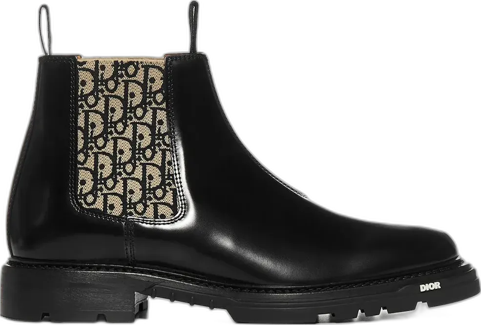 Dior Explorer Chelsea Boots Black Beige Oblique