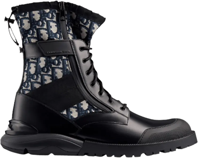 Dior Oblique Combat Boot &#039;Black Beige&#039;