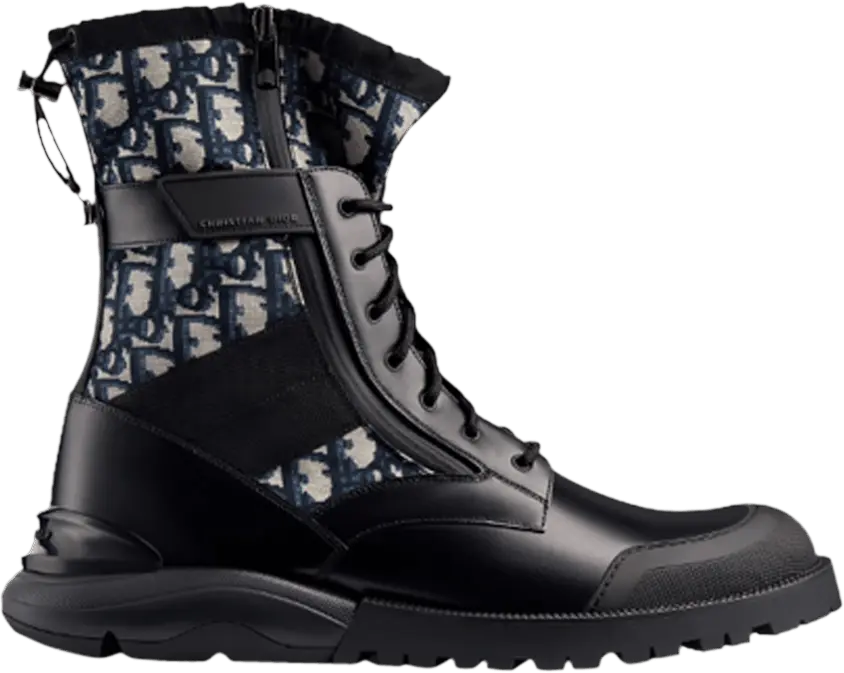  Dior Oblique Combat Boot &#039;Black Beige&#039;