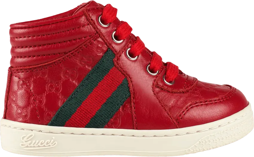  Gucci Leather Web High Toddler &#039;Red&#039;