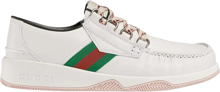  Gucci Leather Web Lace Up Low &#039;White&#039;