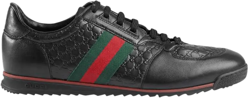 Gucci Leather Web Sneaker &#039;Black&#039;