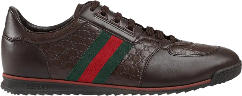  Gucci Leather Web Sneaker &#039;Chocolate&#039;