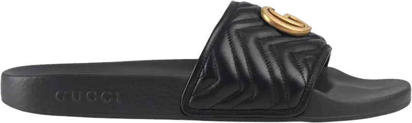  Gucci Matelasse Slide Black Double G